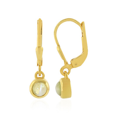 Boucles d'oreilles en argent et Chrysobéryl œil-de-chat