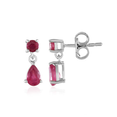 Boucles d'oreilles en argent et Rubis de Madagascar