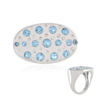 Bague en argent et Topaze bleu Suisse (de Melo)