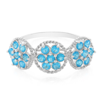 Bague en argent et Apatite bleu néon
