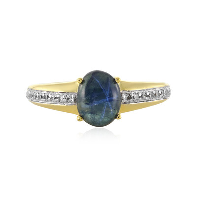 Bague en argent et Saphir étoilé bleu
