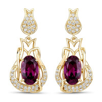 Boucles d'oreilles en or et Grenat magenta (SUHANA)