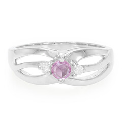 Bague en argent et Saphir rose de Ceylan