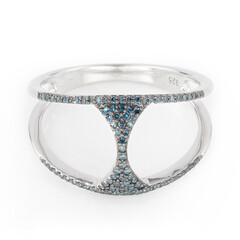 Bague en argent et Diamant bleu