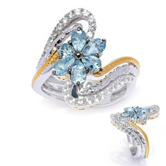 Bague en argent et Aigue-marine (Gems en Vogue)