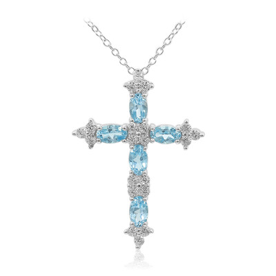 Collier en argent et Topaze bleu Suisse