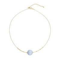 Collier en argent et Agate zonée bleue
