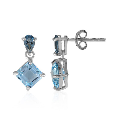 Boucles d'oreilles en argent et Topaze bleu ciel