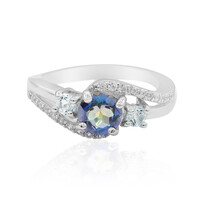 Bague en argent et Quartz mystique bleu