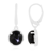 Boucles d'oreilles en argent et Diopside étoilé d'Inde