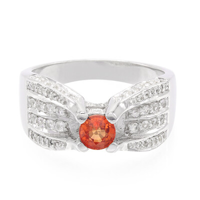 Bague en argent et Rubis rouge du soir
