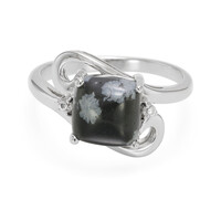 Bague en argent et Obsidienne Flocon-de-Neige