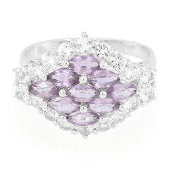 Bague en argent et Saphir pourpre de Ceylan non chauffé