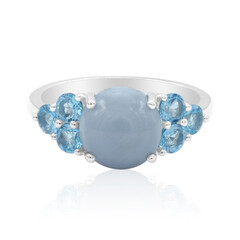 Bague en argent et Opale bleue de Madagascar