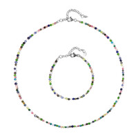 Parure en argent et Diopside de Russie