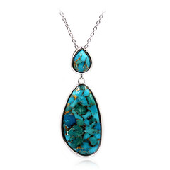 Collier en argent et Turquoise cuivrée bleue (Faszination Türkis)