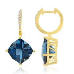 Boucles d'oreilles en or et Topaze bleu de Londres