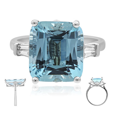 Bague en or et Aigue-Marine du Brésil AAA (AMAYANI)