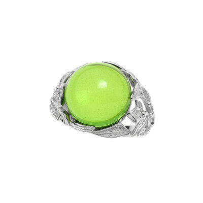 Bague en argent et Ambre verte de Colombie (dagen)