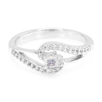 Bague en argent et Pierre de Lune arc-en-ciel