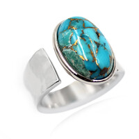Bague en argent et Turquoise cuivrée bleue (Faszination Türkis)