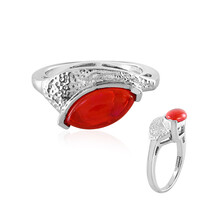 Bague en argent et Opale rouge d'Éthiopie
