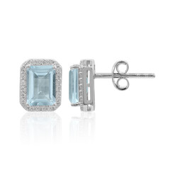 Boucles d'oreilles en argent et Topaze bleu ciel