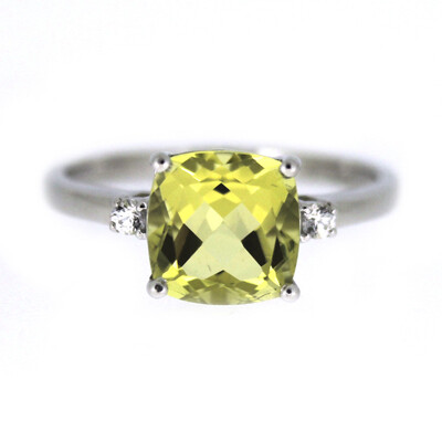 Bague en argent et Citrine jaune citron