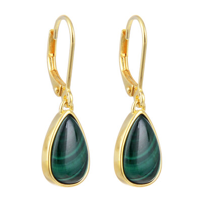 Boucles d'oreilles en argent et Malachite