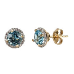 Boucles d'oreilles en or et Topaze bleu Suisse