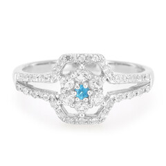 Bague en argent et Apatite bleu néon