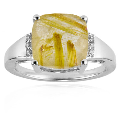 Bague en argent et Quartz rutile (Cheveux de Vénus)