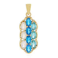 Pendentif en argent et Apatite bleu néon