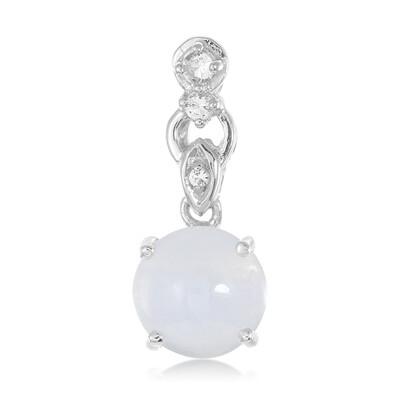 Pendentif en argent et Agate zonée bleue