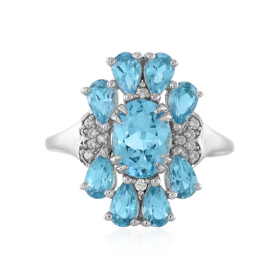 Bague en argent et Topaze bleu Suisse