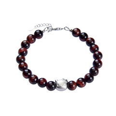 Bracelet en argent et Œil-de-tigre rouge