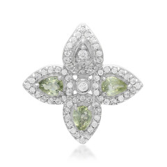 Pendentif en argent et Saphir vert non chauffé