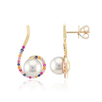 Boucles d'oreilles en or et Perle blanche des mers du sud (Michelle Albala)