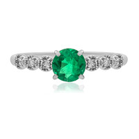 Bague en platine et Emeraude de Zambie AAA (CIRARI)
