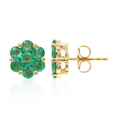 Boucles d'oreilles en or et Emeraude de Zambie AAA