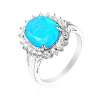 Bague en argent et Opale bleu Caraïbes