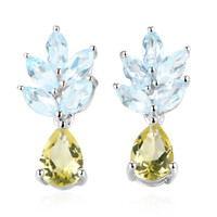 Boucles d'oreilles en argent et Citrine jaune citron