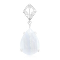 Pendentif en argent et Agate zonée bleue