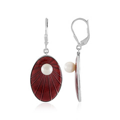 Boucles d'oreilles en argent et Perle blanche de culture d'eau douce (Adela Silber)