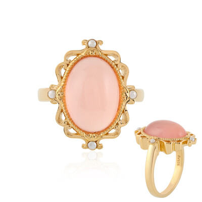Bague en argent et Calcédoine rose