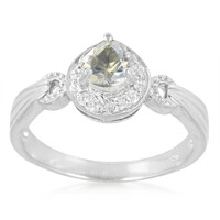 Bague en argent et Pierre de Lune arc-en-ciel