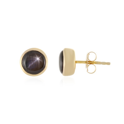 Boucles d'oreilles en argent et Saphir étoilé noir