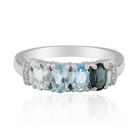 Bague en argent et Topaze bleu de Londres