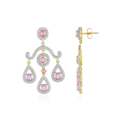 Boucles d'oreilles en argent et Saphir rose de Madagascar