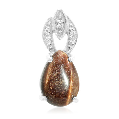Pendentif en argent et Œil-de-tigre rouge